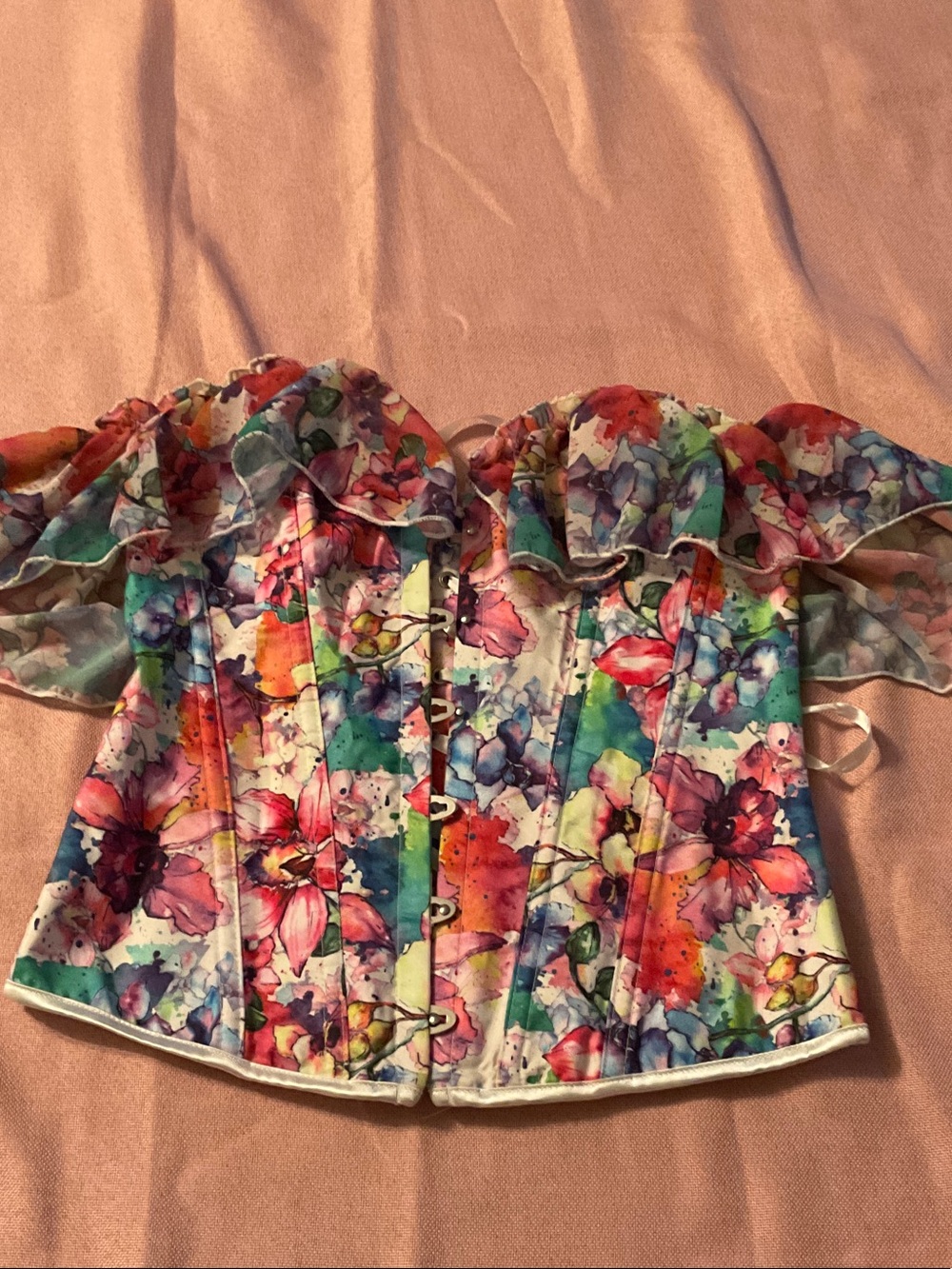 SHEIN Multicolor Floral Off-Shoulder Corset Camisole